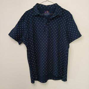 Preppy John Lennon by English Laundry Polka Dot Polo Shirt Navy Blue Size Large